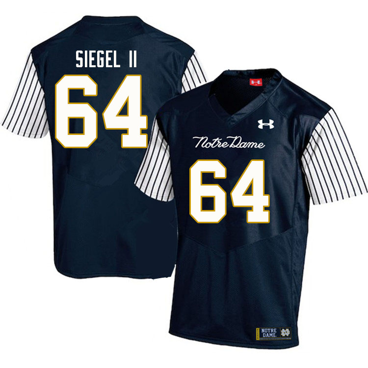 Men's NCAA Notre Dame Fighting Irish #64 Max Siegel II Stitched College Under Armour Authentic Navy Alternate Football Jersey JB10K44KQ